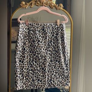 J Crew The Pencil Skirt Brown Leopard Print